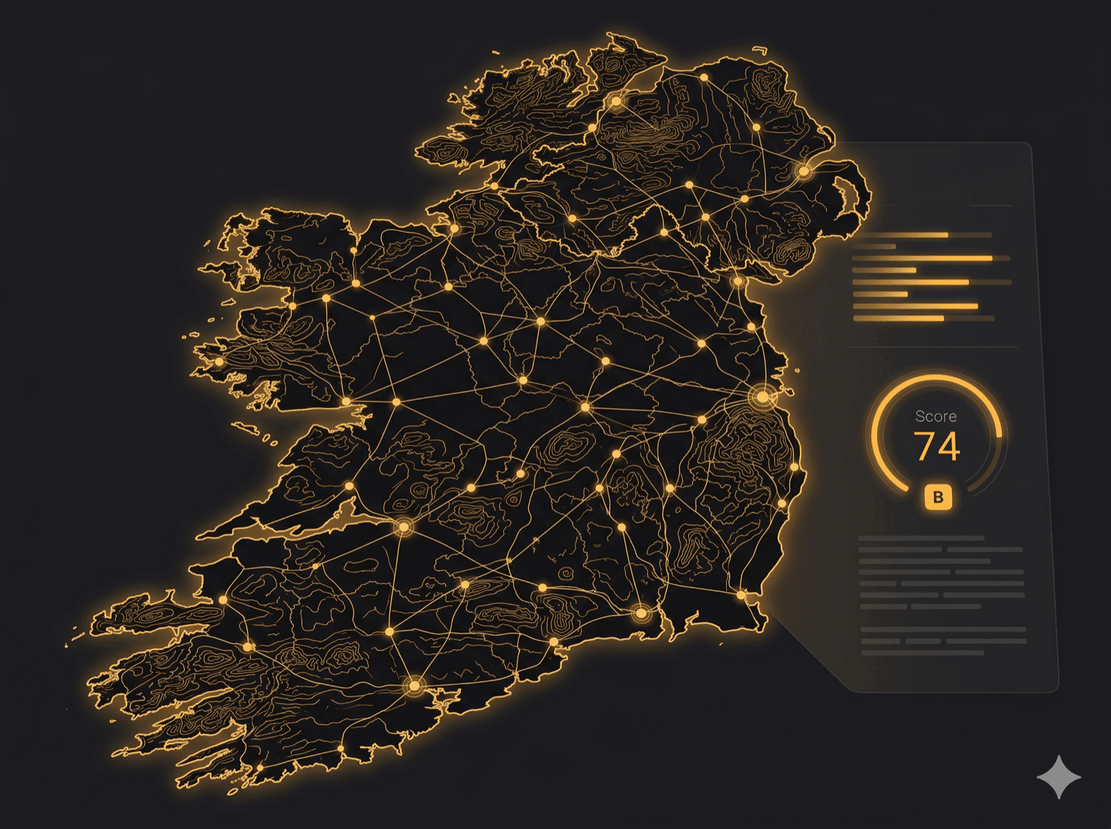 BESS Map — interactive map of Ireland showing substations, planning applications, and viability scores